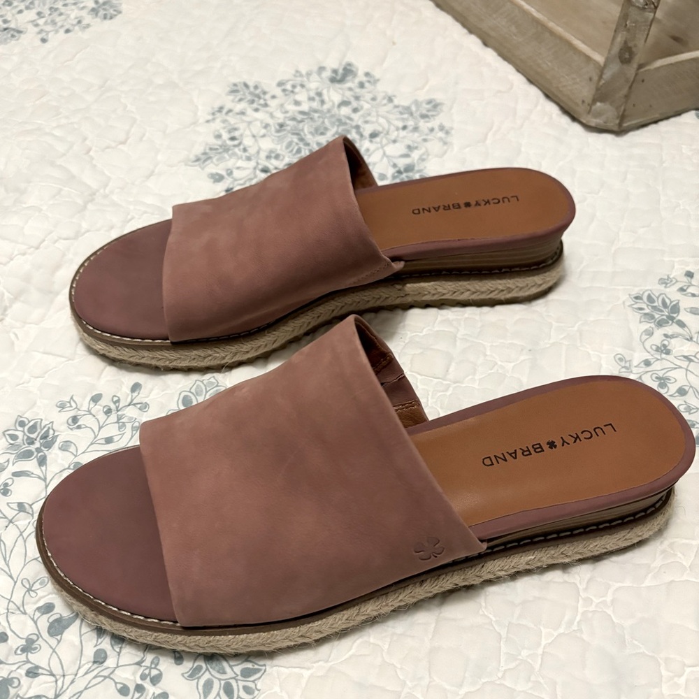 Lucky Brand Pink Suede Slides size 8